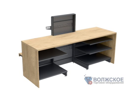 Кассовый модуль КМ.5 2350х604 h850/1350, Дуб Джаггер, Графитовый Серый Муар