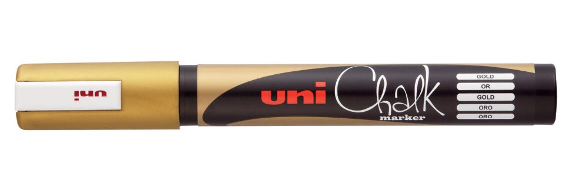 Маркер меловой Uni Chalk 5M 1,8-2,5мм, овальный золотой