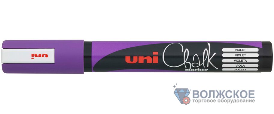 Маркер меловой Uni Chalk 5M 1,8-2,5мм, овальный фиолетовый