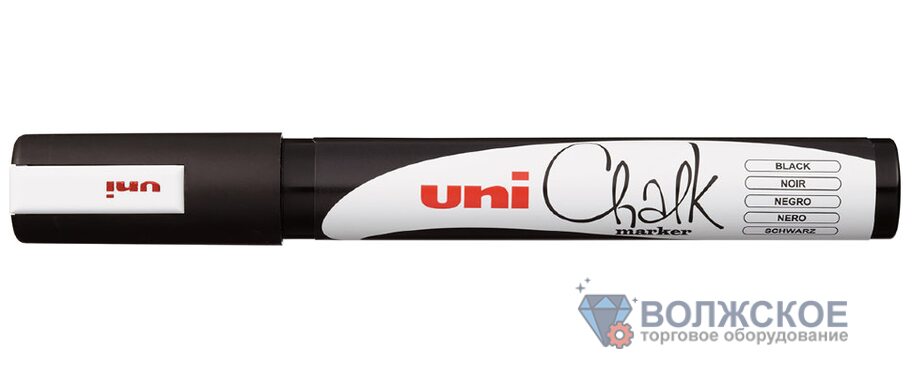 Маркер меловой Uni Chalk 5M 1,8-2,5мм, овальный черный